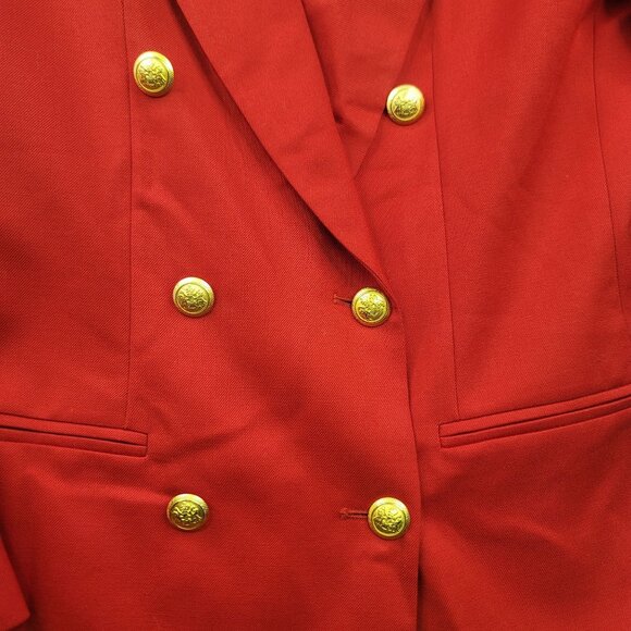 Vintage 90s Pendleton Women Red Wool Blazer Size 4 Double Breast Gold Button New - Picture 3 of 13